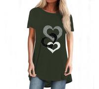 Lässige Oversize Shirt Damen Kurzarm V Ausschnitt Oberteil Shirts Basic Casual Longshirt Druck Baumwolle Lose Tops Teenager Mädchen Blusenshirt Große Größen Tshirt Damen Elegant