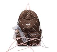 Lässige Schultasche für Damen, großes Fassungsvermögen, vielseitiger Rucksack, Oxford-Stoff, Schleife, Rucksack, Schule, Outdoor, Camping, Picknick-Tasche, coffee, 280.00x130.00x430.00mm