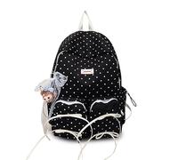 Lässige Schultasche für Damen, großes Fassungsvermögen, vielseitiger Rucksack, Oxford-Stoff, Schleife, Rucksack, Schule, Outdoor, Camping, Picknick-Tasche, Schwarz , 280.00x130.00x430.00mm