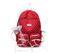 Lässige Schultasche für Damen, großes Fassungsvermögen, vielseitiger Rucksack, Oxford-Stoff, Schleife, Rucksack, Schule, Outdoor, Camping, Picknick-Tasche, rot, 280.00x130.00x430.00mm