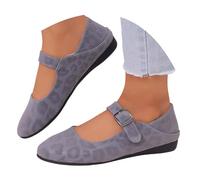 Lässige Slipper Mit Animal-Print Verstellbarem Knöchelriemen - Vielseitige Loafer Zum Tragen Auf Zwei Arten Für Täglichen Komfort In Freizeit Urlaub Alltag Hausschuhe Sommer Hochzeitsschuhe（Grey, 38