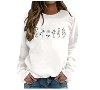 Lässige Sweatshirt-Variante für Alltag Komfortabler Pullover mit Aufdruck klassischer Rundhalsausschnitt langärmlig Legerer Stil vielseitig verwendbar (White, XXL)