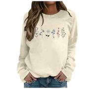 Lässige Sweatshirt-Variante für Alltag Komfortabler Pullover mit Aufdruck klassischer Rundhalsausschnitt langärmlig Legerer Stil vielseitig verwendbar (Beige, XXL)