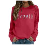 Lässige Sweatshirt-Variante für Alltag Komfortabler Pullover mit Aufdruck klassischer Rundhalsausschnitt langärmlig Legerer Stil vielseitig verwendbar (Red, XXL)