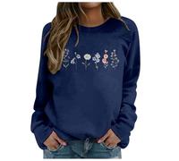 Lässige Sweatshirt-Variante für Alltag Komfortabler Pullover mit Aufdruck klassischer Rundhalsausschnitt langärmlig Legerer Stil vielseitig verwendbar (Dark Blue, XXL)