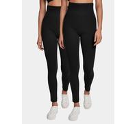 Urban Classics Damen TB2633A-Ladies High Waist Jersey 2-Pack Leggings, Black+Black, S