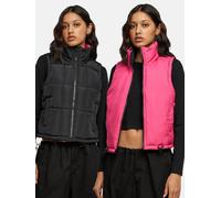 Urban Classics Ladies Reversible Cropped Puffer Vest Black/fuchsia Größe: S | Gilets Outlet | Damen | Schwarz