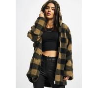 Urban Classics Damenjacke Oversized Check Sherpa mit Kapuze 5XL Braun