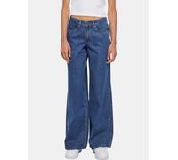 Bequeme Jeans URBAN CLASSICS "Urban Classics Damen Ladies Mid Waist Wide Denim", Damen, Gr. 30, Normalgrößen, midindigo washed, 100% Baumwolle, unifarben, Jeans (13063742-30) midindigo washed