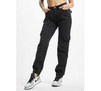 lässige Urban Classics Damen Jeans Stretch Reißverschluss Taschen Schwarz 27