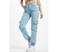 Urban Classics Damen Ladies Organic Stretch Denim Cargo Pants Clearblue Bleached-30