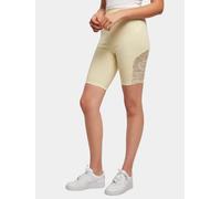Urban Classics Damen Radlerhose High Waist mit Spitzeinsatz Gelb Gr. S