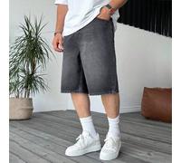 Lässige, verwaschen aussehende Jeans-Shorts für Herren, Sommer-Bermudas mit Tunnelzug und elastischem Bund, weite Passform