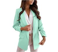 Lässiger Blazer für Damen, langärmelig, Arbeit, Büro, Blazer, locker, leicht, Sommer, offene Vorderseite, Anzugjacken, Outfit, 05 Mintgrün, XL