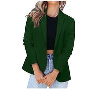 Lässiger Blazer für Damen, langärmelig, Arbeit, Büro, Blazer, locker, leicht, Sommer, offene Vorderseite, Anzugjacken, Outfit, 03 Grün, Mittel