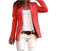 Lässiger Blazer für Damen, langärmelig, Arbeit, Büro, Blazer, locker, leicht, Sommer, offene Vorderseite, Anzugjacken, Outfit, 04 Watermelon Red, X-Groß