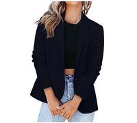 Lässiger Blazer für Damen, langärmelig, Arbeit, Büro, Blazer, locker, leicht, Sommer, offene Vorderseite, Anzugjacken, Outfit, 03 Navy, XX-Large