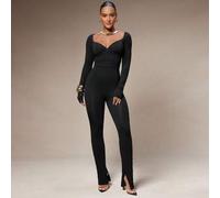 Lässiger, einfarbiger, enger Jumpsuit für Damen, Herbstkleidung für Damen, Old Money Style für Damen, Stockholm-Stil, Business Casual für Damen, Bürok