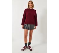 Lässiger Fit Rundhals-Rippstrickpullover S/M