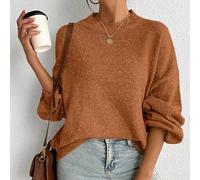 Lässiger französischer Stil, locker geschnittener Rundhals-Strickpullover mit Langarm, vielseitig einsetzbar für Herbst/Winter