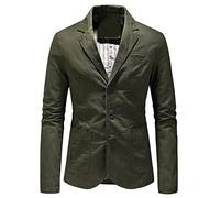Lässiger Herren-Blazer mit Drei Knöpfen Slim Fit Twill Sportjacken mit EinGekerbtem Revers Gefütterte Anzugjacke aus Solider Baumwolle mit Streifen (XXL,Grün)
