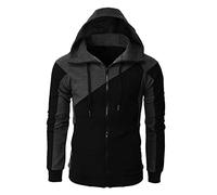 Lässiger Herren-Reißverschluss-Hoodie, der große Pullover-Jacke spleißt Snowboard Sweatshirt Herren (Black, L)