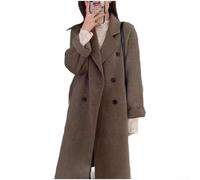 Lässiger lockerer Trenchcoat aus Wolle für Damen, mittellang, verdickte Jacke, Street-Style-Übermantel für kaltes Wetter (3XL Braun)