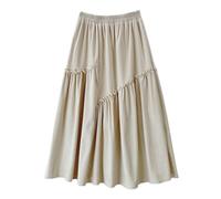 Lässiger Midi-Langer Samtrock für Frauen 2023 Herbst Winter Modedesign Patchwork Hohe Taille Mittellanger Rock Weiblich-Aprikose-Einheitsgröße