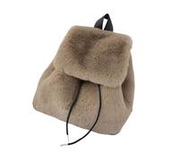 Lässiger Plüsch Rucksack mit Kordelzug für Damen und Mädchen, Winter Soft Fuzzy Styles, kleine Umhängetasche mit Klappenbezügen, lässiger Tagesrucksack für Damen