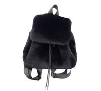 Lässiger Plüsch Rucksack mit Kordelzug für Damen und Mädchen, Winter Soft Fuzzy Styles, kleine Umhängetasche mit Klappenbezügen, lässiger Tagesrucksack für Damen