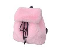 Lässiger Plüsch Rucksack mit Kordelzug für Damen und Mädchen, Winter Soft Fuzzy Styles, kleine Umhängetasche mit Klappenbezügen, lässiger Tagesrucksack für Damen