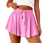 Lässiger Tennisrock mit Taille für Damen, Shorts mit lockerer Passform, hoch für Leinen zum Anziehen mit Kordelzug, elastisch, Strandurlaub für Reisen für Herren, Mischgewebe, Viskose, leicht, weich