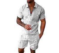 Lässiges Activewear Sport Sets wojonifuiliy01 Herren Shorts Kurzarm Anzüge, Jogginganzüge Kurze Sportbekleidung Anzug, Sommer Outfit Herren 2 teiler (Grey, L)