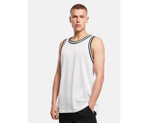 lässiges Build Your Brand Herren T-Shirt Rippbündchen Mesh 130 g/m² Weiß/Schwarz L