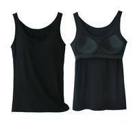 Lässiges Damen-Camisole mit weichem Stoff und integriertem BH für mühelosen Stil (Größe XL Schwarz)