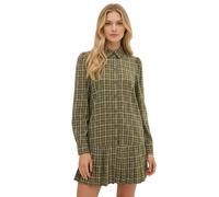 lässiges Damen Hemdblusenkleid Mini-Kleid aus Baumwoll-Mix mit Karo-Muster 956372 Grün 46