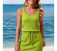 Lässiges Damen Strick-Jacquard Urlaubs-Avocado-Grünes Kleid, Sommer Outfits für Damen, Sommerkleider, Strandoutfits für Damen, Strandkleider, lässige