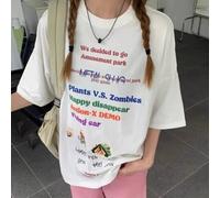 Lässiges Damen-T-Shirt, M-2XL, weißer Buchstabendruck, lockeres kurzärmeliges Oberteil, einfarbig, Alltagskleidung für den Sommer zu allen Jahreszeiten (L Weiß)