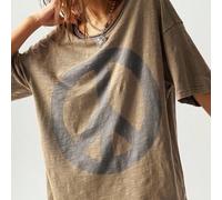 Lässiges Einfarbig kurzärmeliges Oversized Damen T-Shirt mit Rundhalsausschnitt aus Strick