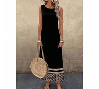 Lässiges & elegantes geometrisches Muster, weites Midi-Kleid für Damen, geeignet für den Sommer, Boho-Kleidung, Sommerkleider für Damen, Lässig