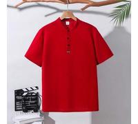 Lässiges gestreiftes & farbblockiges Strick-Poloshirt für Teenager-Jungen