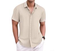 Lässiges Herren-Kurzarmhemd, einfarbiges Muster, Reverskragen, Knopfleiste vorne, Oberteil für den täglichen Gebrauch, für Freizeit, Frühling, Sommer, Outfits, erhältlich in Schwarz, Weiß, Kaffee