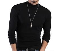 Lässiges Herren-T-Shirt mit langen Ärmeln und Thermo-Design für warme Kleidung (2XL Schwarz)