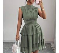 Lässiges, kurzes Kleid im italienischen Stil für Damen - perfekt für Pendler, Urlaub, Nachmittagstee oder Partys. Einfarbiges Chiffonkleid mit Knitter