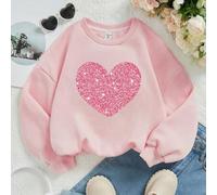 Lässiges, Langärmliges Sweatshirt Mit Rundhalsausschnitt Für Junge Mädchen Mit Herzmuster, Geeignet Für Herbst Und Winter