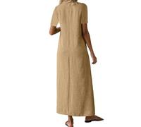 Lässiges Langes Damenkleid Mit V Ausschnitt Leinen Für Den Alltag In Frühling Mit Eleganter Lockerer Passform