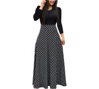 Lässiges Maxikleid für Damen, Blumenmuster, elegant, Übergröße, Bohemian-Stil, Herbst, langes Kleid für Partys, Hochzeiten, Urlaub, Schwarz , 3XL