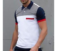 Lässiges Poloshirt für Teenager Jungen in gestreift & Colour Block Strick, locker geschnitten