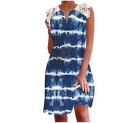 Lässiges Pulloverkleid für Frauen mit V-Ausschnitt, Rock mit Farbverlauf, Knielang, Damenkleider, Spitze, Spleißen, ärmellose Kleider