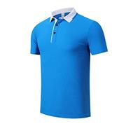 Lässiges Revers-T-Shirt für den Sommer - lockeres Poloshirt für Herren, kurzärmelig, blaue Baumwolle, modisch, atmungsaktiv, für Herren, Golf, Sport, Tennis, Fitnessstudio, Top, tägliches Poloshirt, einfarbig, 3XL